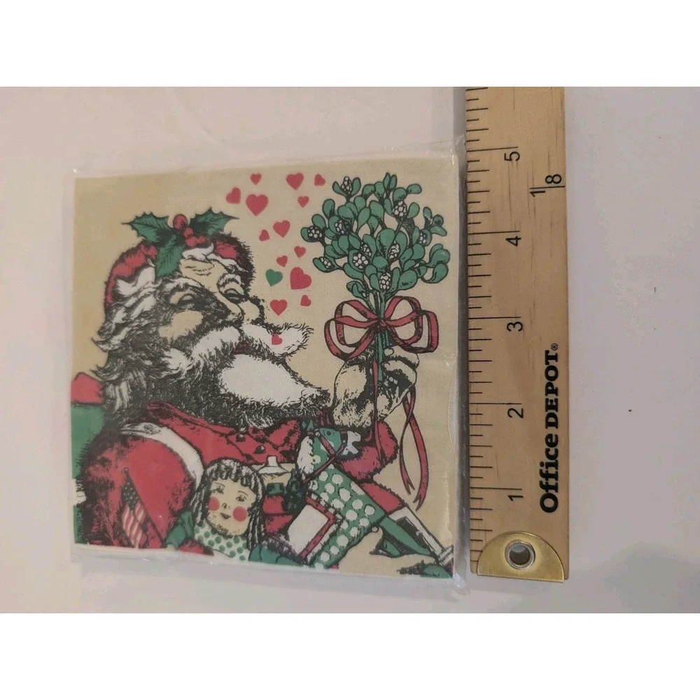 Vintage 70s Christmas Santa Paper Napkins New Old Stock Cost Plus Cocktail Party